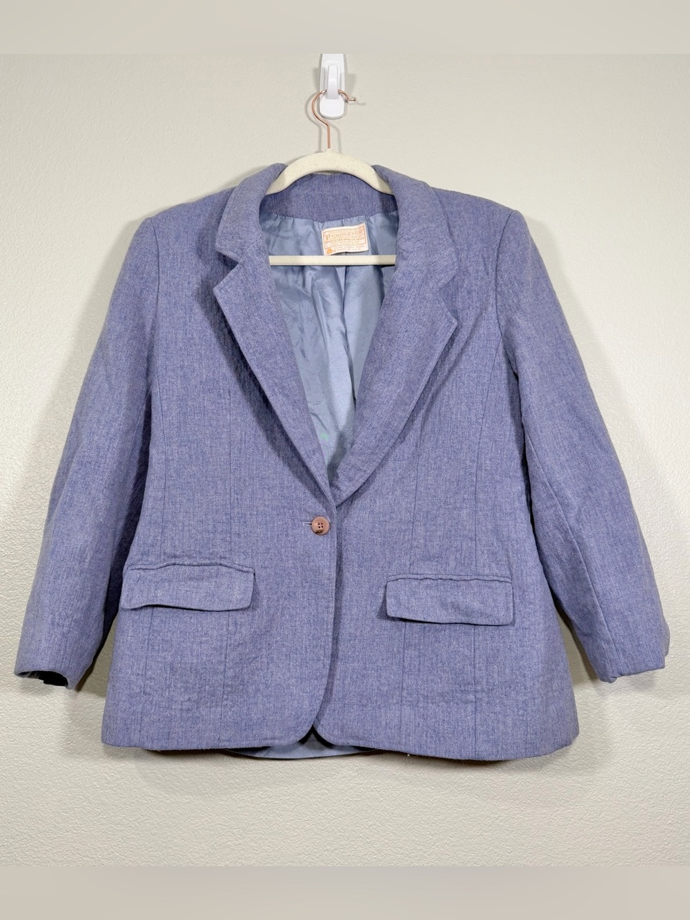 Pendleton Blazer Lavender Blue Single-Button 100% Wool Business Jacket Women
